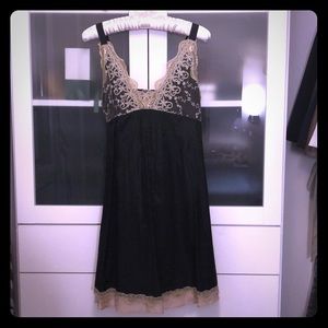 Black dress with lace.